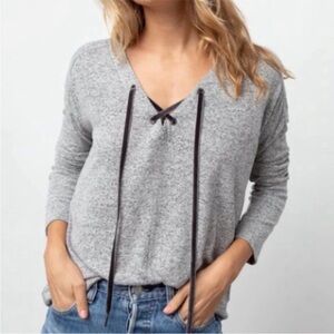 Rails Leigh Melange Grey Long Sleeve Top Size Small